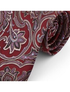 Tailor Toki Cravate baroque en soie rouge & lavande - large