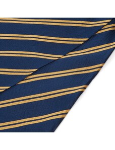 Trendhim Cravate Ascot en soie marine à rayures dorées
