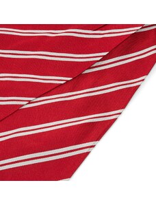 Trendhim Cravate Ascot en soie rouge à fines rayures argentées