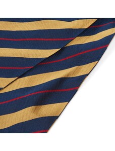 Trendhim Cravate Ascot en soie à rayures bleu marine, rouge et or.