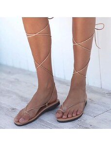 Grecian Sandals Minimal Lace Up Leather Sandals - Multiple Colors