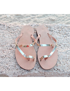 Grecian Sandals Minimal Crossed Strap Slide Sandals - Multiple Colors