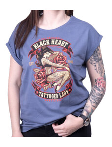 Tee-shirt street pour femmes - TATTOED LADY EXT - BLACK HEART - 010-0185-BLU17/A/7