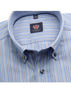Willsoor Hommes coupe slim chemise avec manche courte London(výška176-182)&&string0&& en bleu couleur avec réglage ch