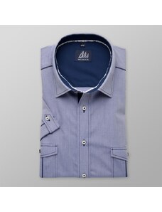 Willsoor Hommes coupe slim chemise avec manche courte (la taille 176-182) 8033 en bleu Couleur