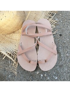 Grecian Sandals Natural Crossed Strap Leather Sandals