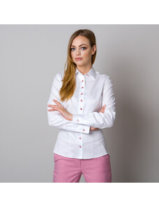 Willsoor Chemise blanche pour femme avec boutons roses 12910