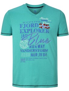 Jan Vanderstorm T-Shirt 'Nordger' bleu / turquoise / rouge foncé / blanc