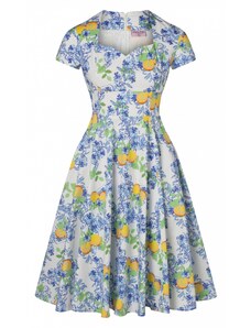 Topvintage Boutique Collection Exclusivité TopVintage ~ Joliena Swing Dress Années 50 en Blanc et Bleu