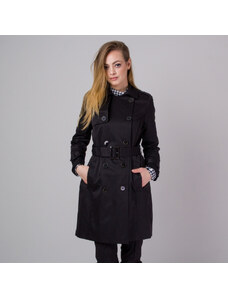 Willsoor Manteau de couleur noire pour femmes avec ceinture 13910