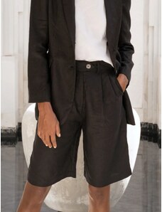 Luciee Linen Bermuda Shorts Black