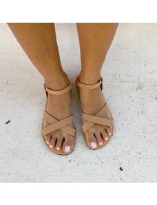 Grecian Sandals Flat Cross Leather Strap Sandals - Multiple Colors