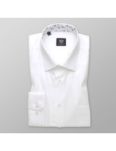Willsoor Chemise blanche pour homme classique avec un motif à l'intérieur du col 14107