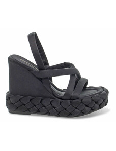 Chaussures compensées Paloma Barcelò TAILA SATIN BLACK en givré noir