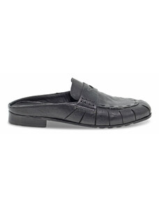 Sandales plates Jp David SABOT MOCASSINO en cuir noir