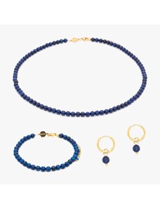 SLOYA Collier, bracelet et boucles d'oreilles Serena en pierres Lapis-lazuli