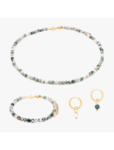 SLOYA Collier, bracelet et boucles d'oreilles Serena en pierres Agate Arbre