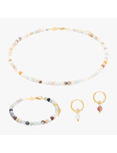 SLOYA Collier, bracelet et boucles d'oreilles Serena en pierres Amazonite