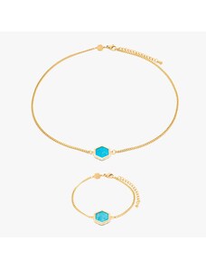 SLOYA Collier et bracelet Hexalia en pierres Turquoise
