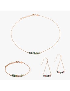 SLOYA Collier, bracelet et boucles d'oreilles Piana en pierres Agate Aquatique