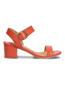 Nae Vegan Shoes Zinnia Orange Vegan Heeled Sandals With Straps