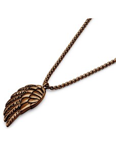 Otsu Egan | Collier à maille vénitienne en acier inoxydable couleur cuivre avec pendentif en forme d'aile