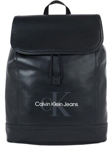 Calvin Klein Jeans Homme Sac à Dos Monogram Soft Flap Bagage Cabine, Noir (Black), Taille Unique