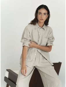 Luciee Oversized Linen Shirt Light Brown