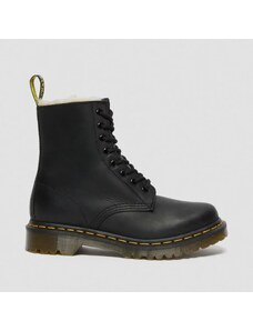 Dr.Martens 1460 Serena Faux Fur Lined Leather Lace Up Boots Black Burnished Wyoming DM21797001
