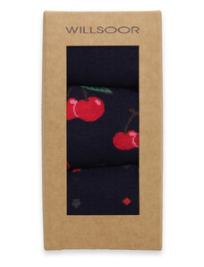 Willsoor Lot de chaussettes hautes pour homme en combinaison avec des motifs rouges 16024