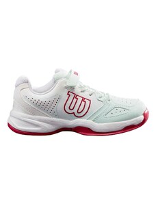 Wilson Chaussures de Tennis pour Adolescents et Enfants, KAOS K, Vert clair/Blanc/Rose, 28, pour tout type de surfaces, pour les joueurs de tout niveau, WRS327960E105