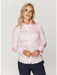 Willsoor Chemise rose clair pour femmes avec manches à boutons de manchette 16111