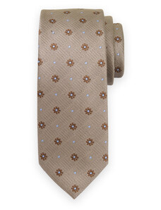 Willsoor Cravate classique pour homme, beige avec fleurs brunes 16150