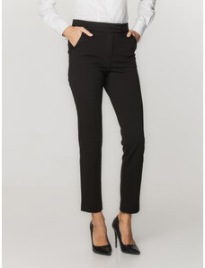 Willsoor Pantalon noir élégant à plis pressés pour femmes 16509