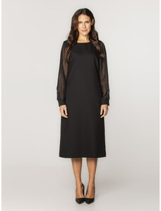 Willsoor Robe noire élégante pour femmes avec manches transparentes 16500