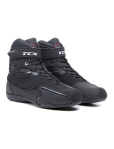 TCX Zeta Waterproof Moto pour Hommes, Sportives et Imperméables, Chaussures Adaptées à Un Usage Urbain, Tige en Microfibre, Fermeture par Lacets et Velcro, Noir, 40 EU