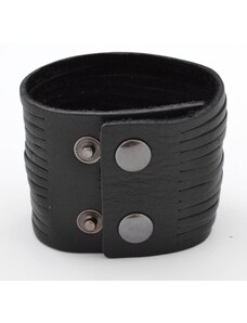 Collin Rowe Large bracelet en cuir noir