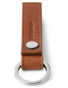 Trendhim Porte-clés en cuir marron à boucle et rivet métallique