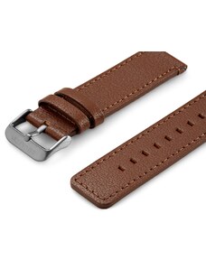 Lucleon Bracelet de montre en cuir brun fauve à boucle gris foncé