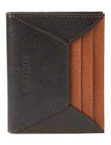 Lucleon Porte-cartes en cuir brun et brun foncé anti-RFID Loren