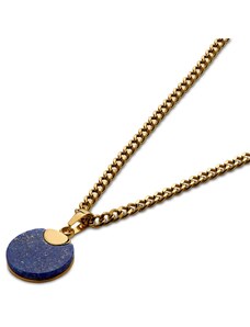 Arkai Cruz | Collier doré avec pendentif rond de lapis-lazuli