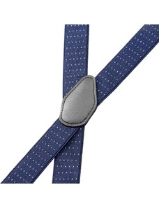 Trendhim Vexel | Bretelles larges en X à pinces et motifs points bleu marine