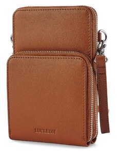Lucleon Étui pour téléphone portable en cuir cognac avec portefeuille