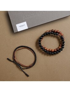 Trendhim Coffret-cadeau de bracelets pour homme L'Essentiel | Onyx, bois et tresse