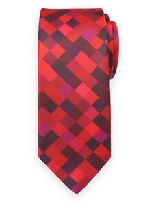 Willsoor Cravate pour hommes avec un motif de pixels dans les tons de rouge 16801