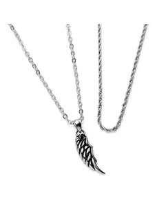 Trendhim Set de 2 colliers assortis : chaîne argentée et collier à pendentif en forme d'aile