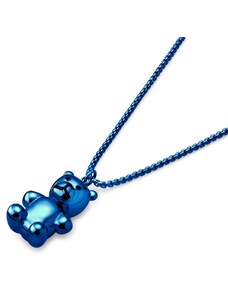Otsu Egan | Collier à maille vénitienne avec pendentif ours en peluche en acier inoxydable bleu