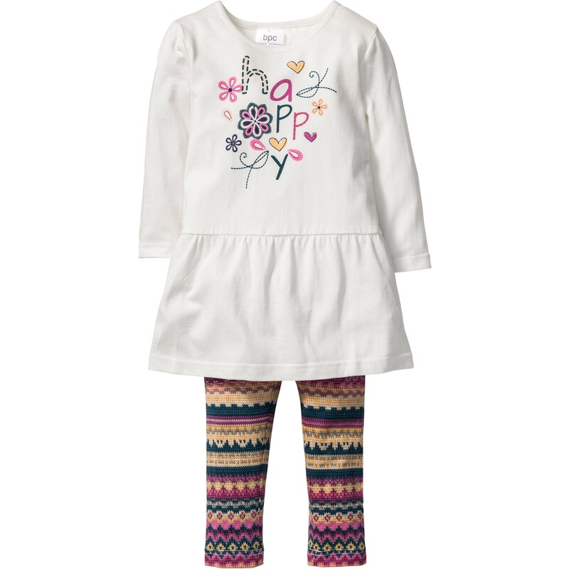 bpc bonprix collection Bonprix - Robe à volant + legging (Ens. 2 pces.) blanc manches longues pour enfant