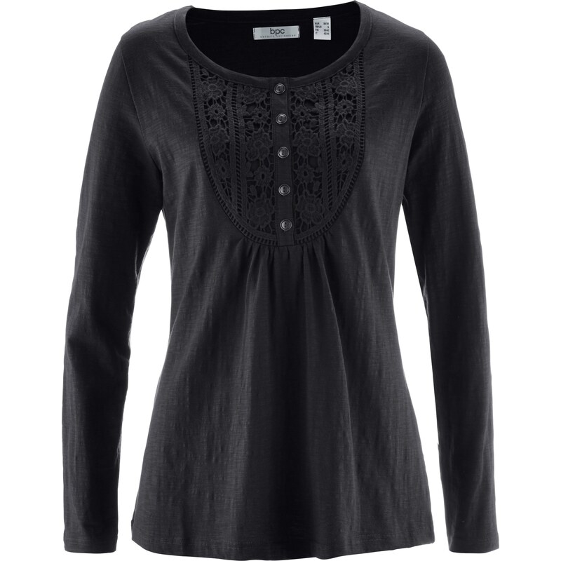 bpc bonprix collection Bonprix - T-shirt manches longues en fil flammé noir pour femme