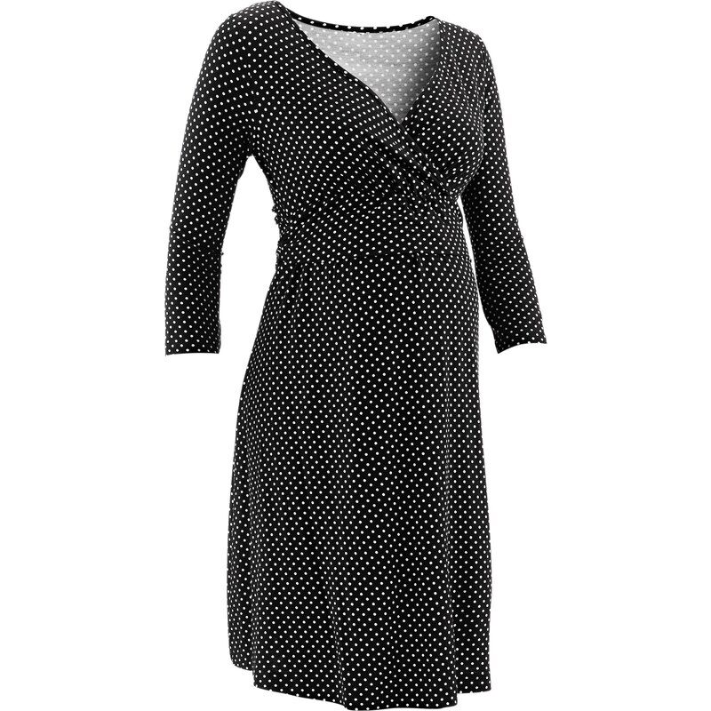 bpc bonprix collection Bonprix - Robe de grossesse et d'allaitement en jersey noir manches 3/4 pour femme
